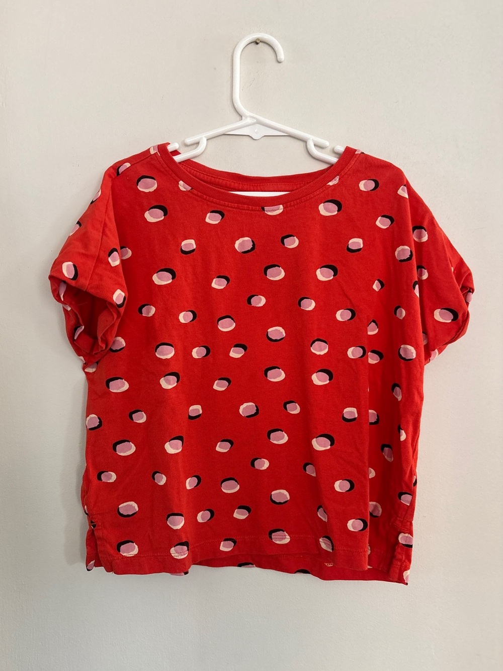 Hanna Andersson Red Short Sleeve Tee With Pink Dogs Size 8
